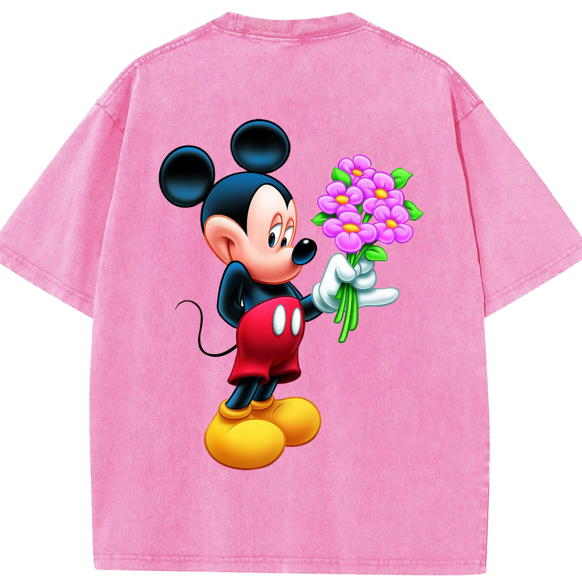 （画像用） ミッキーマウス Mickey Mouse 綿100% ヴィンテージ風 半袖Tシャツ（背面プリント）